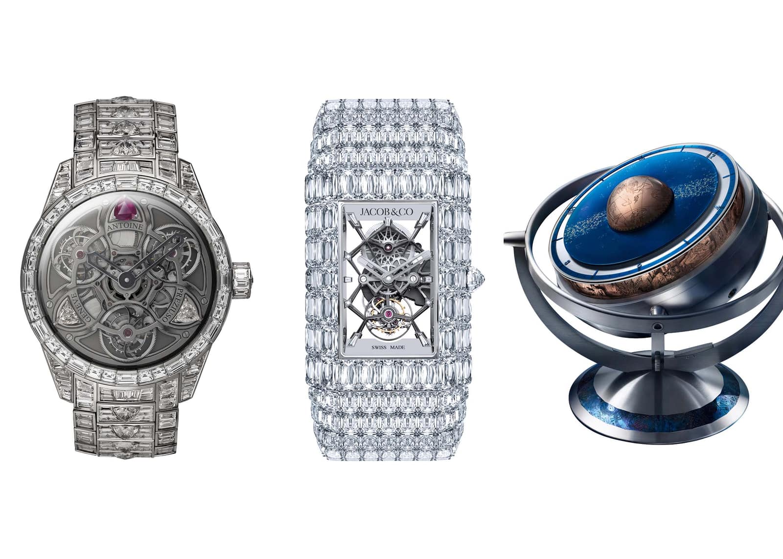A photo showing the three most expensive timepieces entered in the GPHG